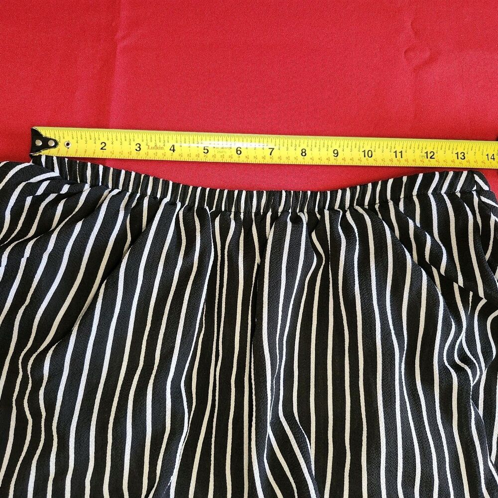 Favlux Black White Stripe Off Shoulder Jumpsuit Small Ruffle TulipHem Sleeveless - Picture 6 of 16
